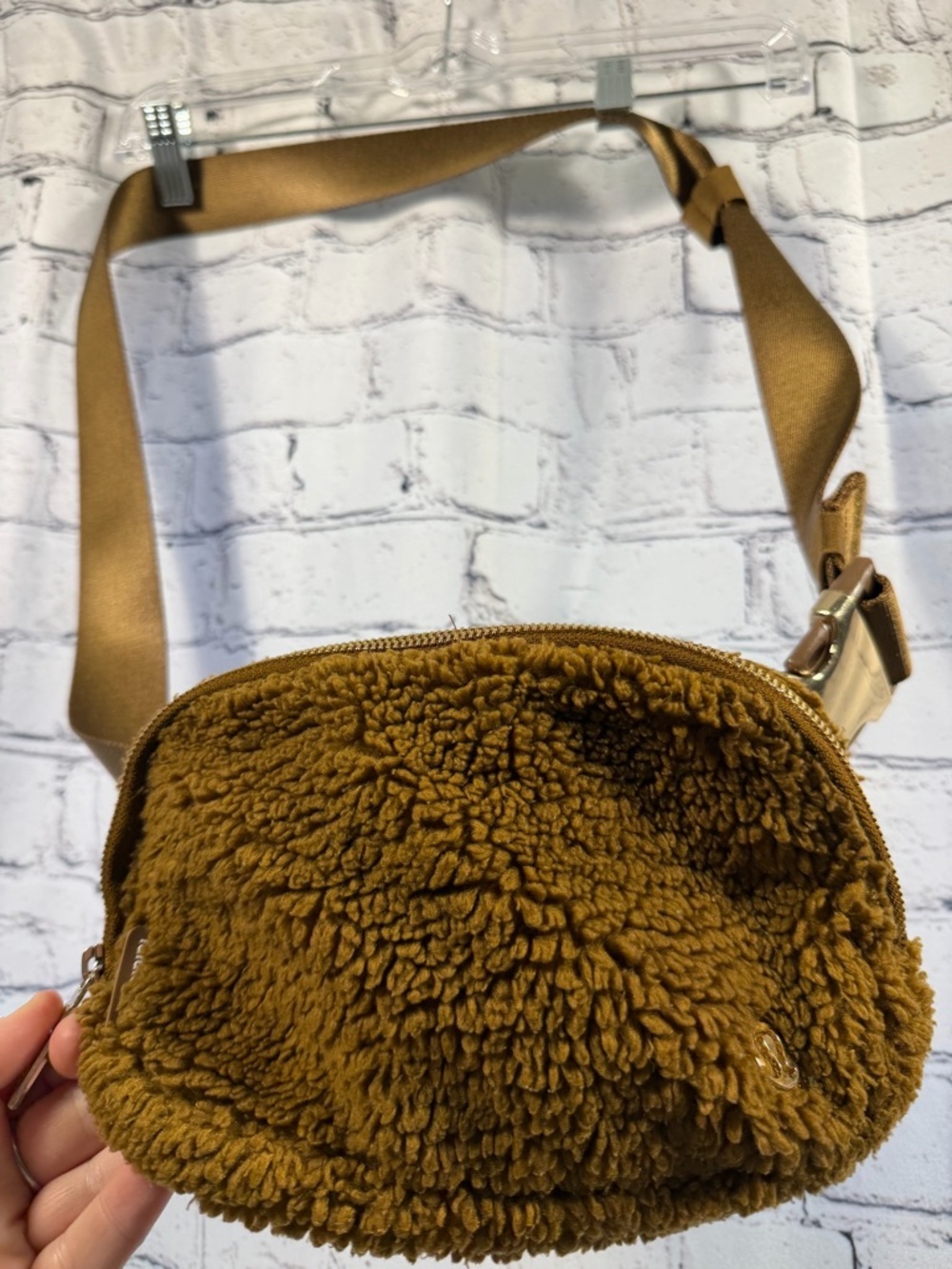 lululemon athletica Brown Faux-Sherpa Crossbody belt bag